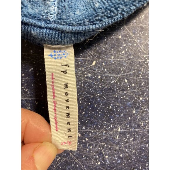 Free People Movement Sweatshirt Teal Hooded Kangaroo Pocket Sz XS Oversized - Picture 5 of 8